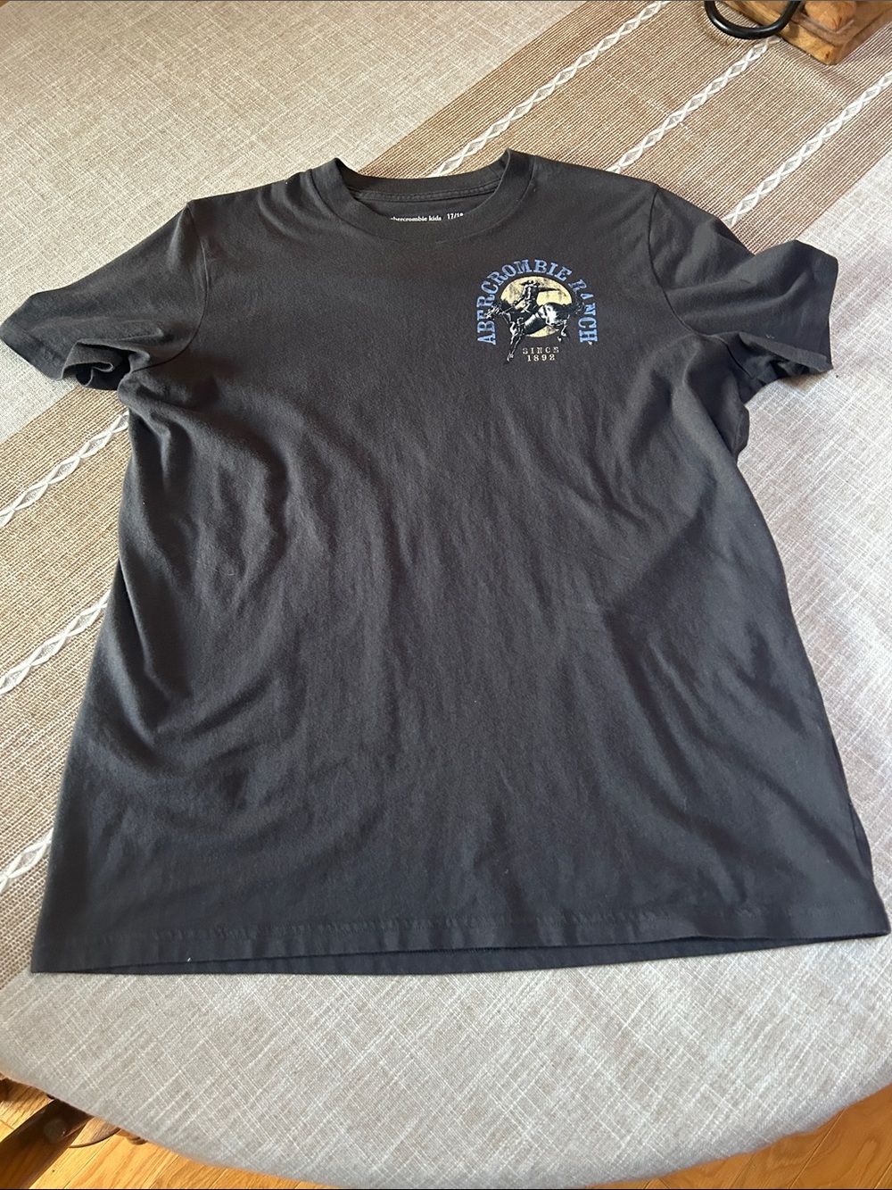 Abercrombie & Fitch Black Short-Sleeve Tee with Chest Graphic